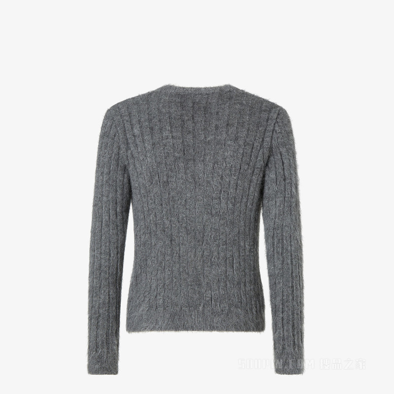 毛衣 灰色羊毛与马海毛混纺毛衣