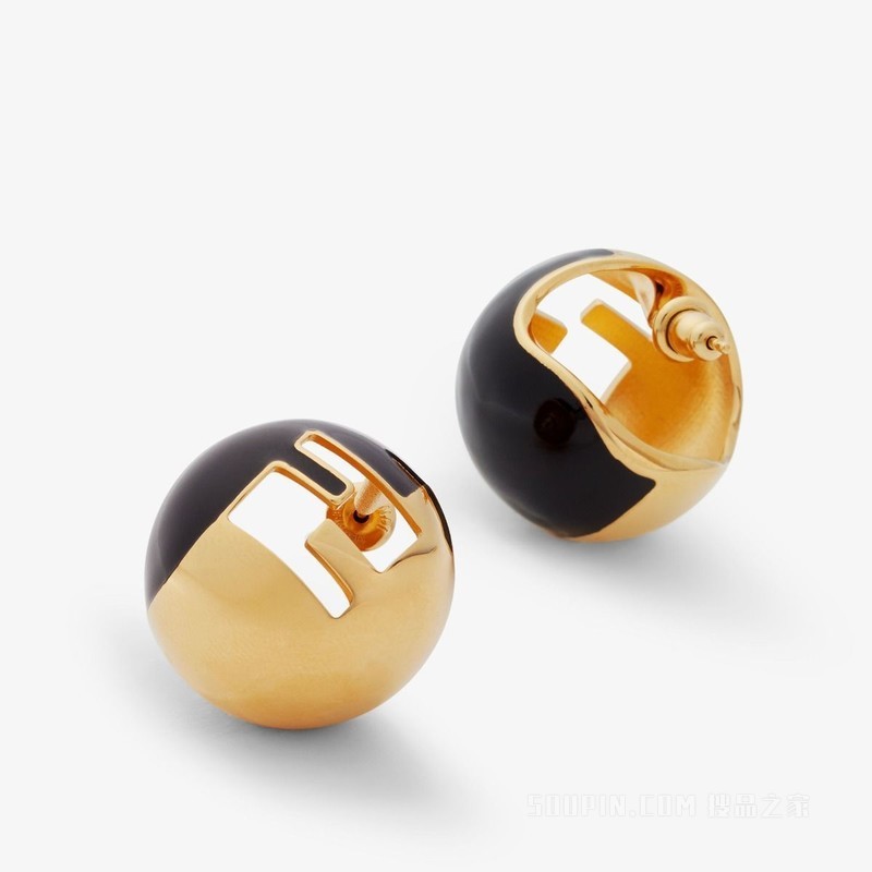 FENDI Sphera耳环 金色和黑色耳环