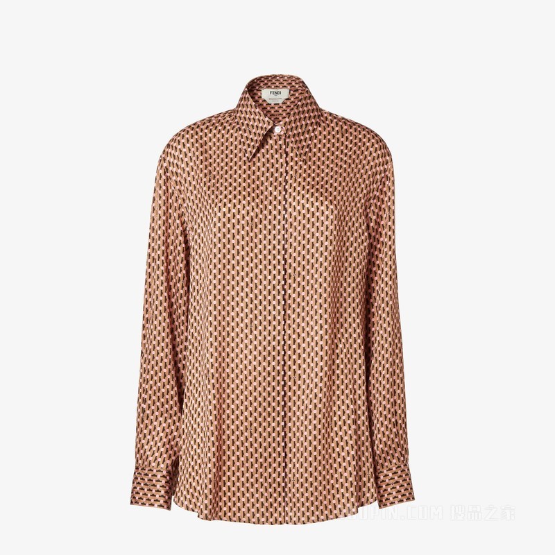 衬衫 FENDI Dots粉红色提花桑蚕丝衬衫