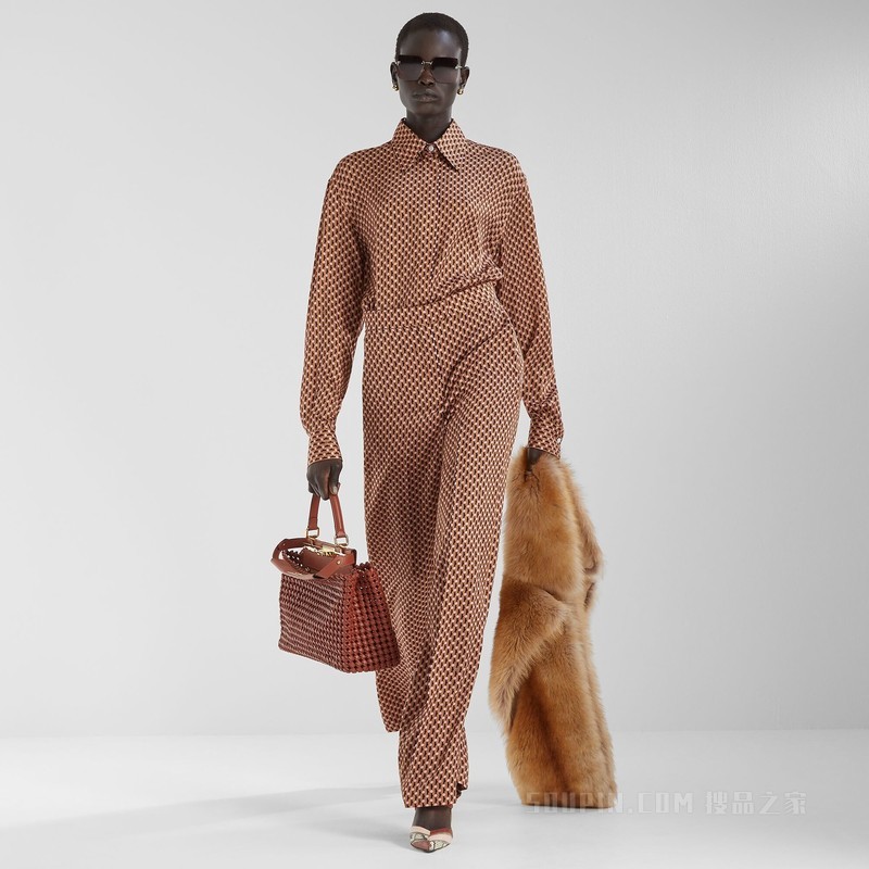 衬衫 FENDI Dots粉红色提花桑蚕丝衬衫