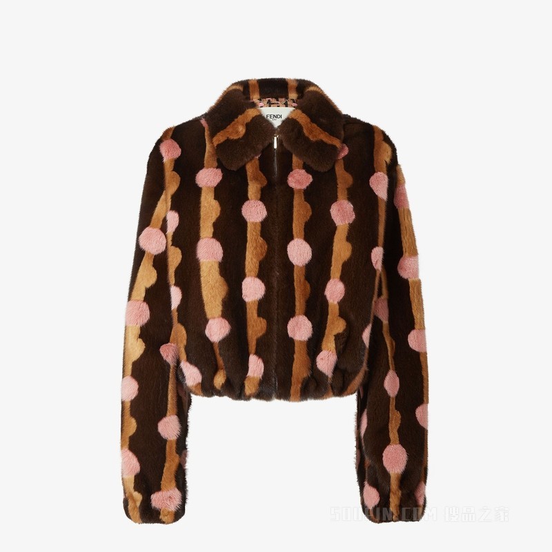 夹克衫 FENDI Dots 棕色貂皮夹克