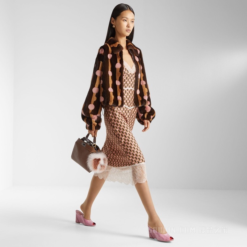 夹克衫 FENDI Dots 棕色貂皮夹克