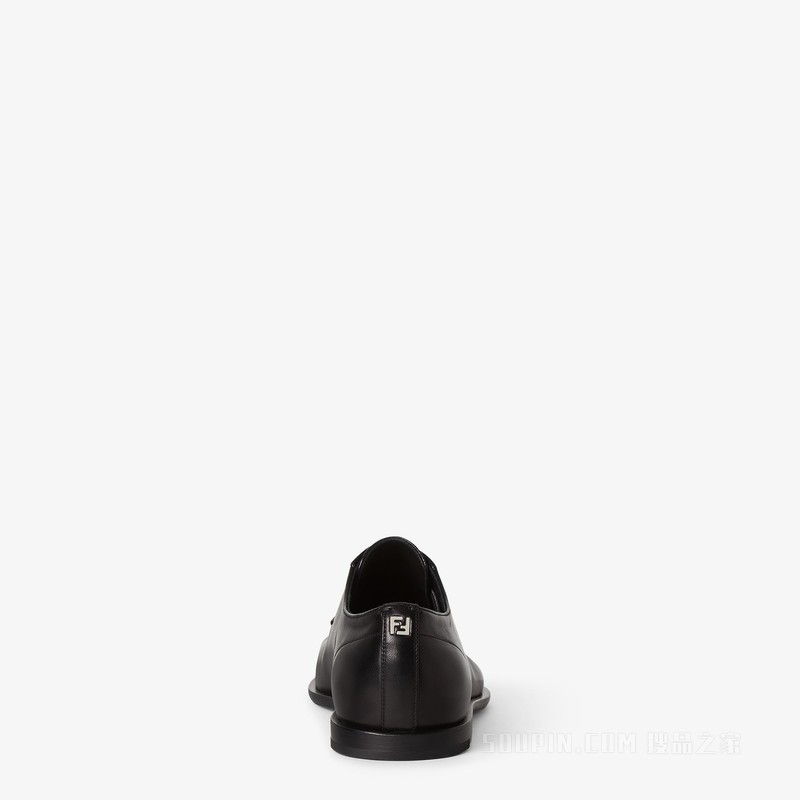 FF方头系带鞋 黑色纳帕皮革德比鞋