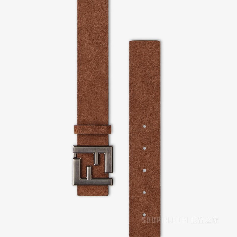 FF Squared腰带 棕色绒面材质腰带