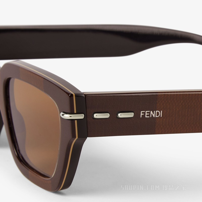 FENDI Selleria  低横梁设计棕色醋酸酯材料Pequin太阳镜
