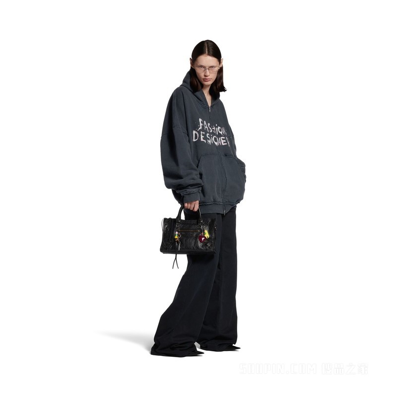 FASHION DESIGNER大号版型拉链连帽卫衣