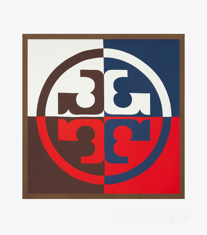 拼色 Logo 桑蚕丝方巾 混色