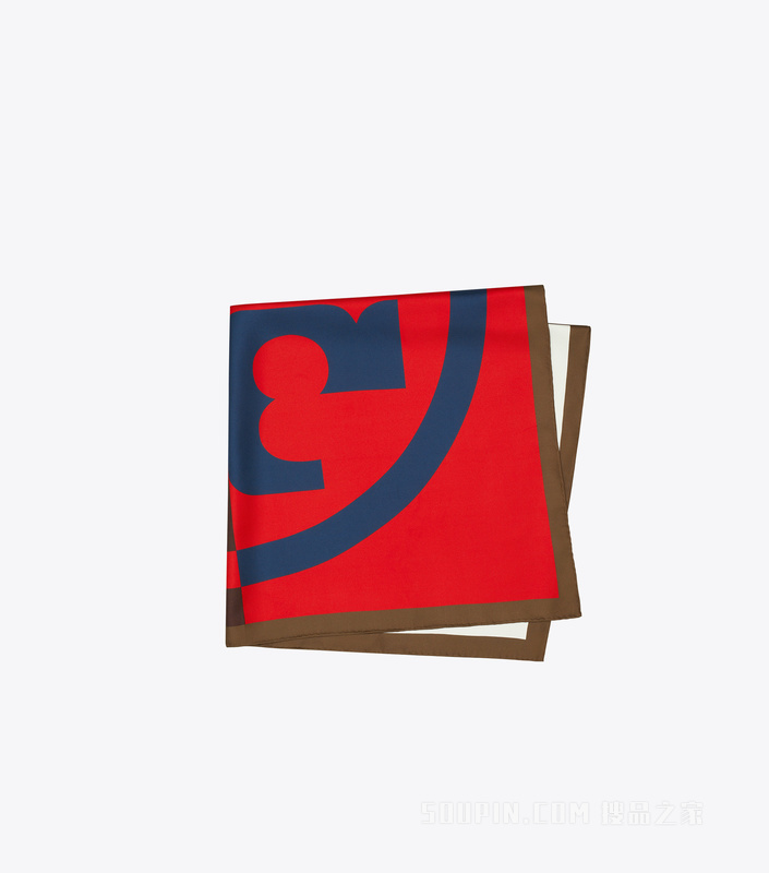 拼色 Logo 桑蚕丝方巾 混色