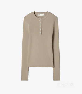 罗纹粘纤套衫 灰褐色