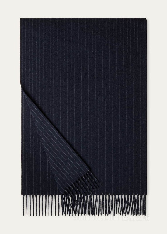 Pinstripe男士围巾 Wish®羊毛, 羊绒