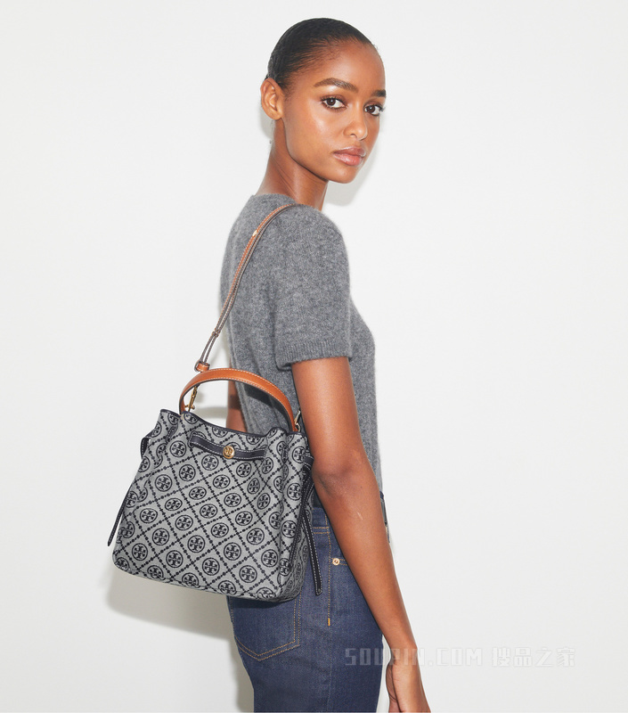 Romy T Monogram 水桶包 Tory 海军蓝
