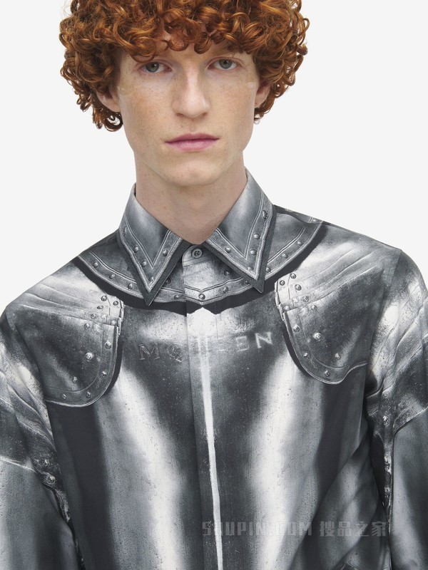 盔甲印花府绸衬衫