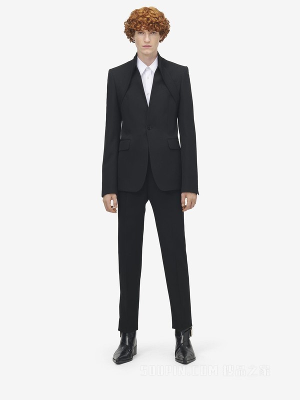 反领单排扣夹克