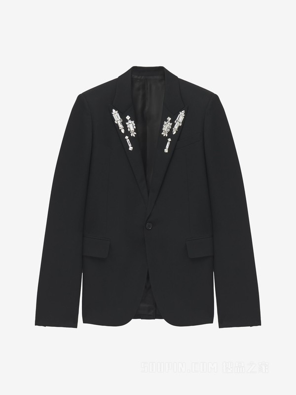 Crystal Mirror刺绣单排扣夹克