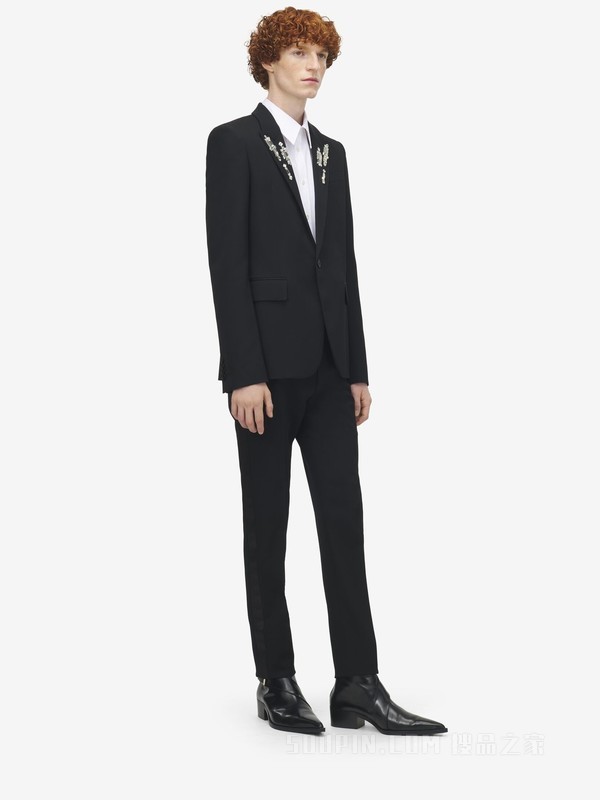 Crystal Mirror刺绣单排扣夹克