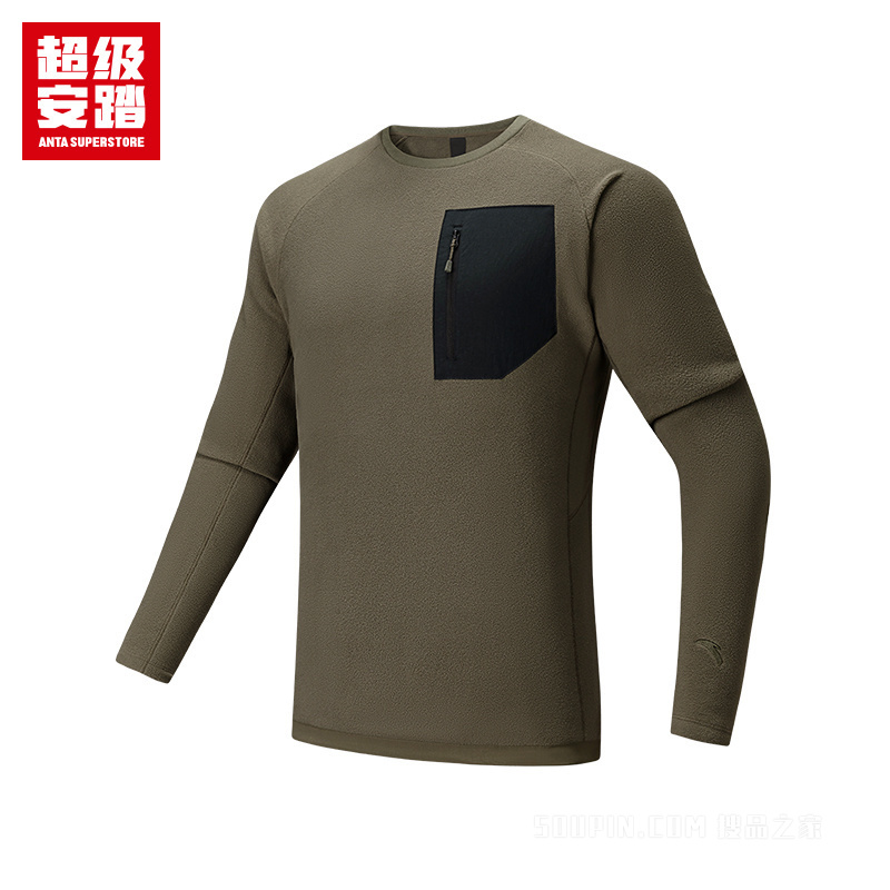 超级安踏跑训轻暖绒男子套头卫衣