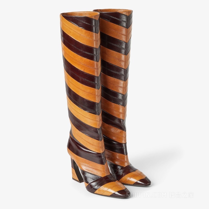 FENDI Arco 双色镶饰盲鳗皮革靴子