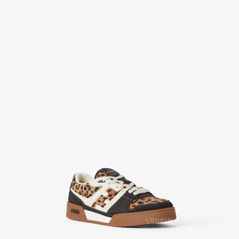 FENDI Match 小马毛和绒面材质拼色低帮厚底鞋