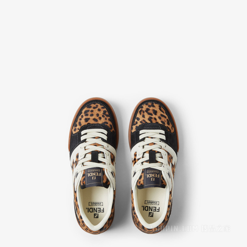 FENDI Match 小马毛和绒面材质拼色低帮厚底鞋