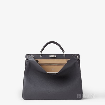Peekaboo ISeeU中号手袋 深灰色皮革手袋