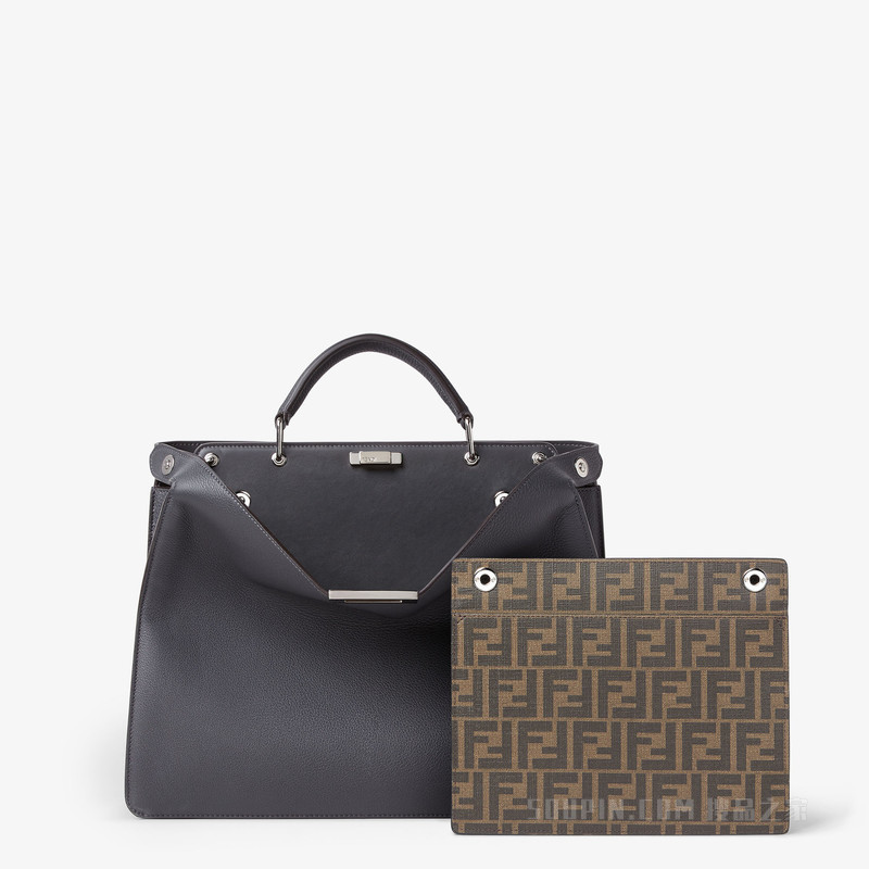 Peekaboo ISeeU中号手袋 深灰色皮革手袋