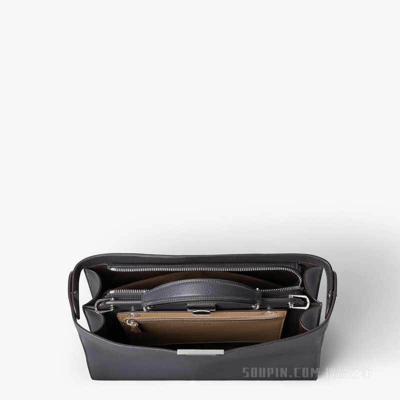 Peekaboo ISeeU中号手袋 深灰色皮革手袋
