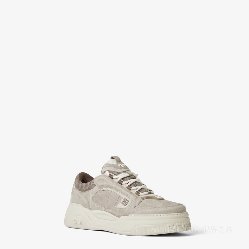 Fendi Force运动鞋 灰色皮革低帮鞋