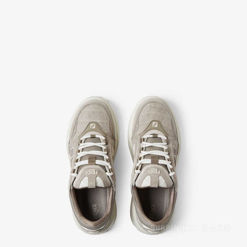 Fendi Force运动鞋 灰色皮革低帮鞋