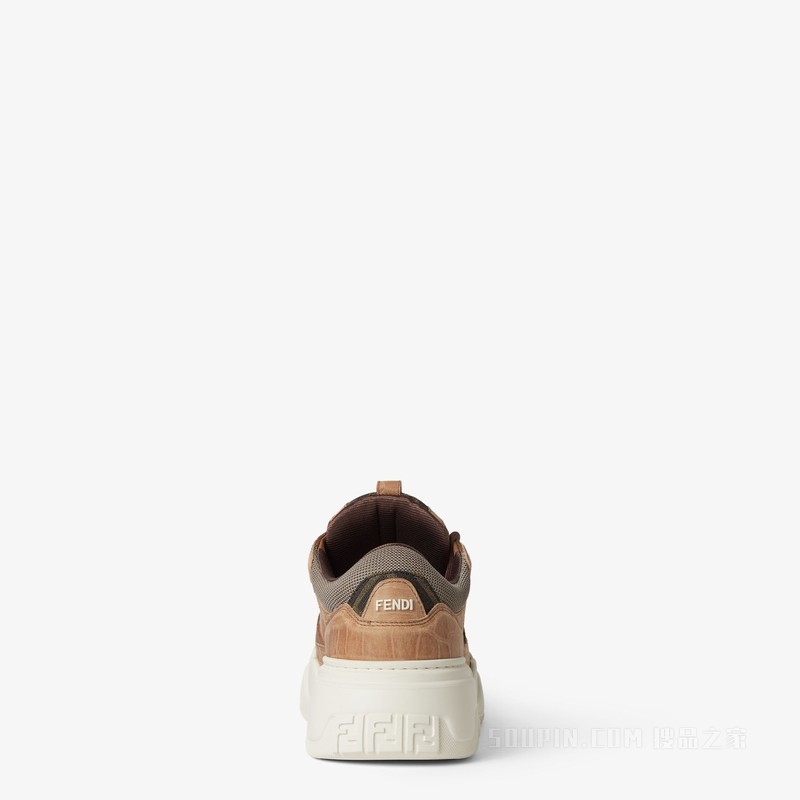 Fendi Force运动鞋 米色皮革低帮鞋