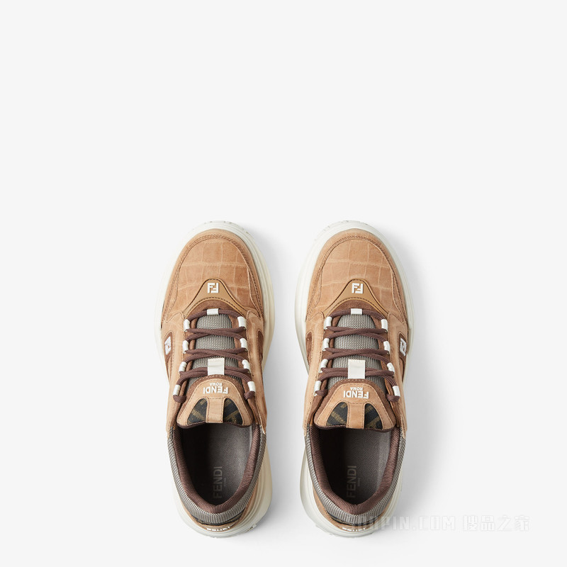 Fendi Force运动鞋 米色皮革低帮鞋