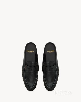 LE LOAFER亮面褶皱皮革穆勒鞋