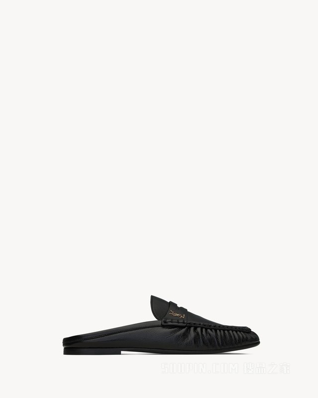 LE LOAFER亮面褶皱皮革穆勒鞋
