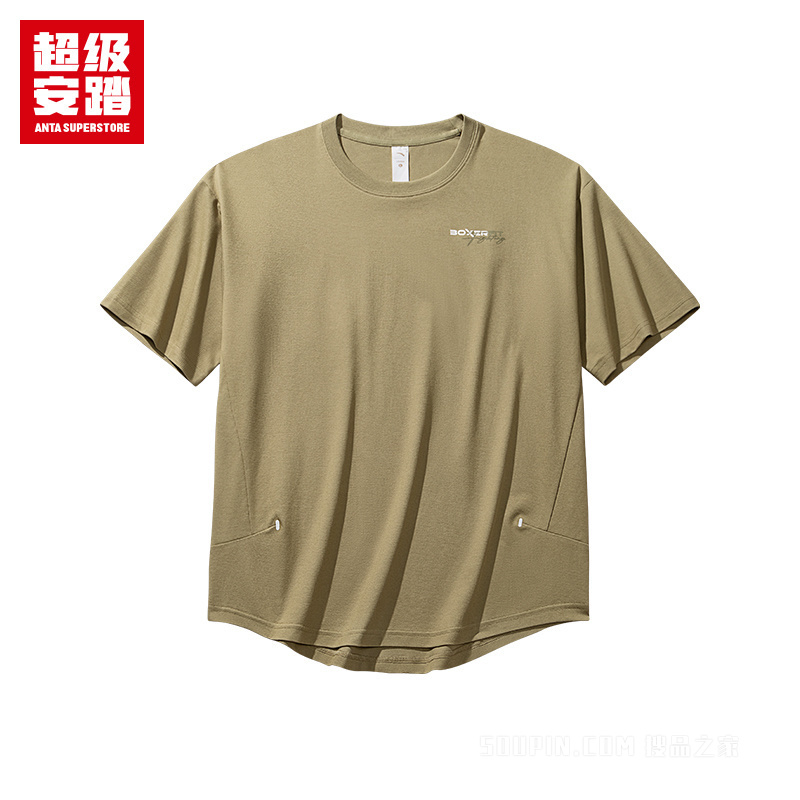 超级安踏跑训男子抗菌短袖针织衫