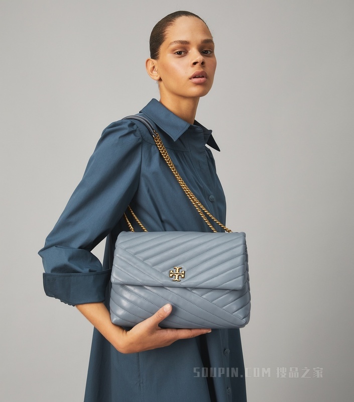 Kira Chevron 两用肩背包 雨水蓝/深金色