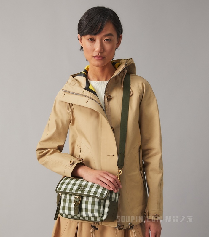 Piper 格纹斜挎包 橄榄绿/象牙白格纹