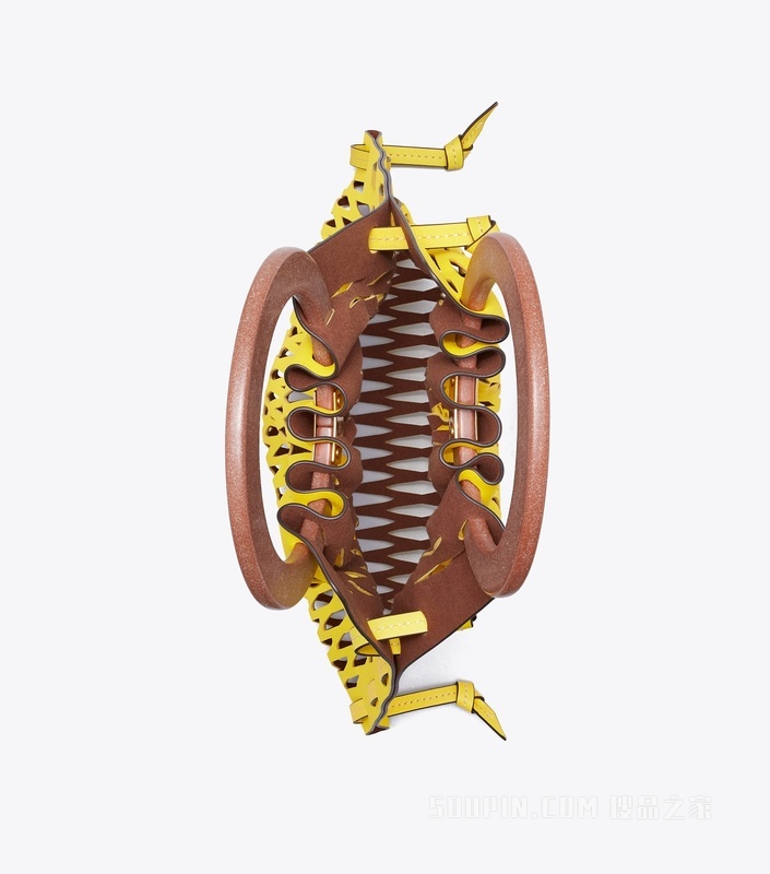激光切割皮革手提包 蒲公英黄