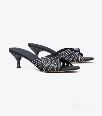 Tory Ribbon Heel 凉鞋 完美海军蓝/象牙白