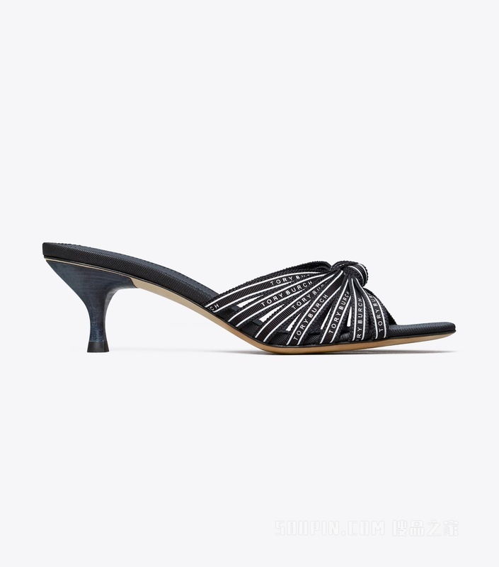 Tory Ribbon Heel 凉鞋 完美海军蓝/象牙白