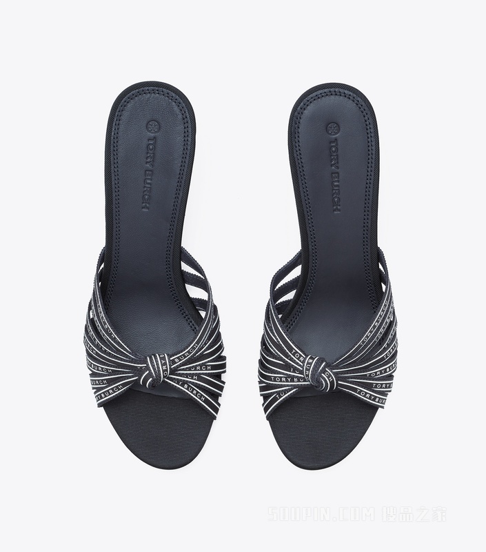 Tory Ribbon Heel 凉鞋 完美海军蓝/象牙白