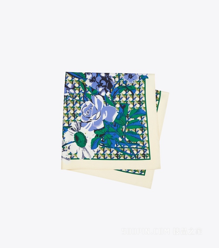 提篮编织花束印花丝绸方巾 多色