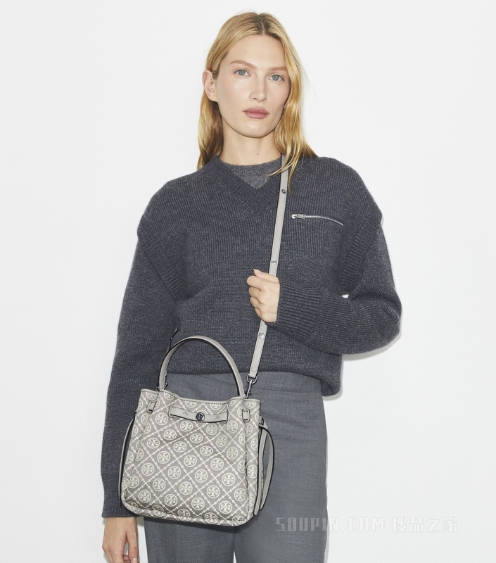 Romy T Monogram 水桶包 灰色