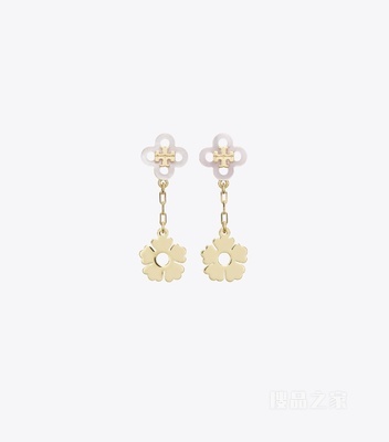 Kira 四叶草线型耳环 Tory 金/粉色