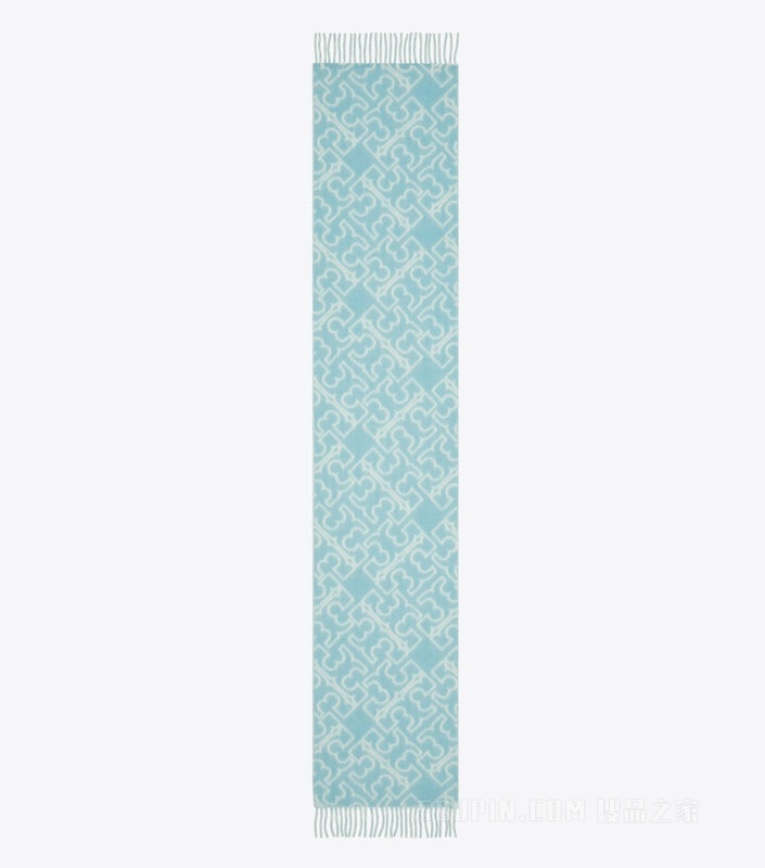拼图 Logo 围巾 蓝色/象牙色