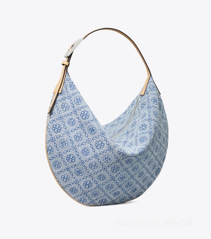 T Monogram 牛仔新月包 粉末蓝