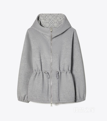 T Monogram 双面提花连帽外套 灰色