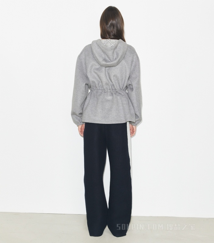 T Monogram 双面提花连帽外套 灰色