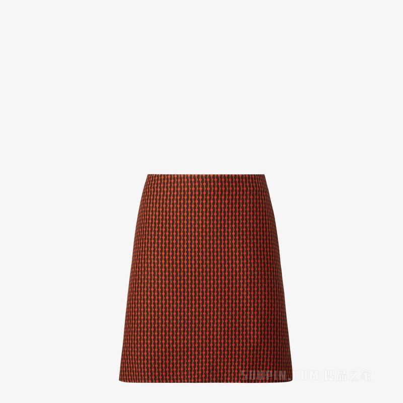 半身裙 FENDI Dots红色和黑色羊毛桑蚕丝半身裙