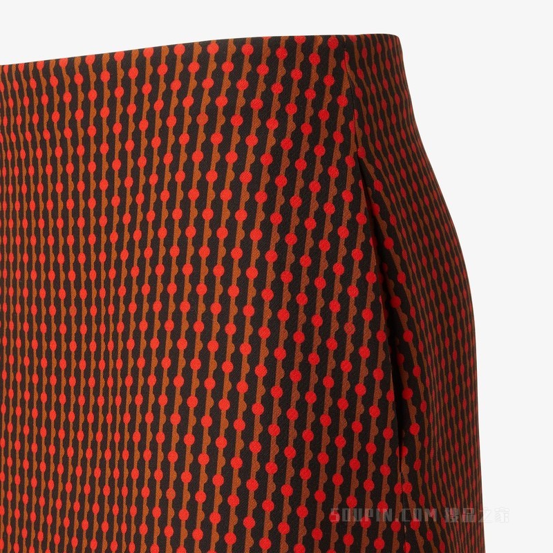 半身裙 FENDI Dots红色和黑色羊毛桑蚕丝半身裙