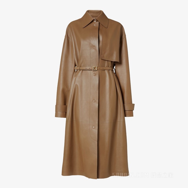大衣 浅棕色纳帕皮革风衣