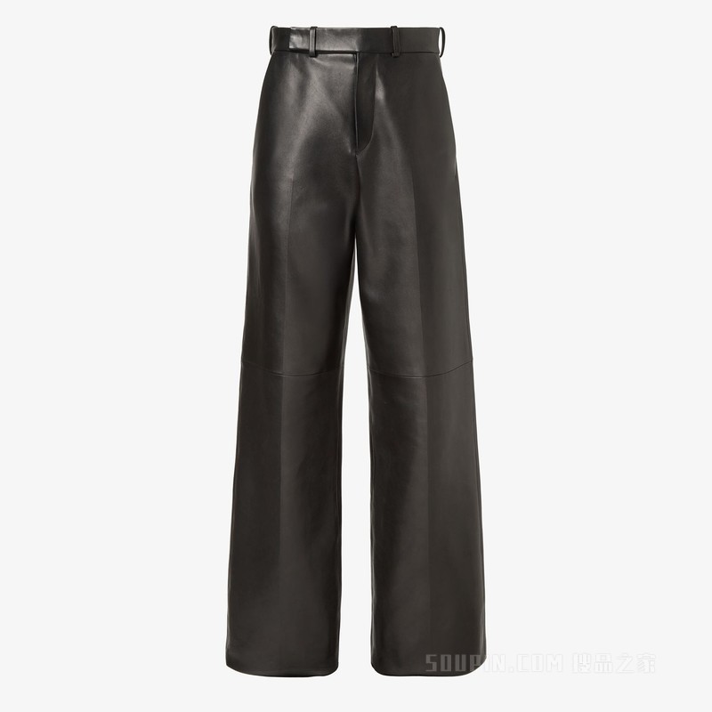 长裤 黑色纳帕皮革长裤